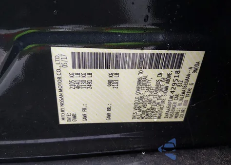 2017 Nissan Maxima 3.5 Sl z USA, uszkodzony, nr VIN 1N4AA6AP1HC429518